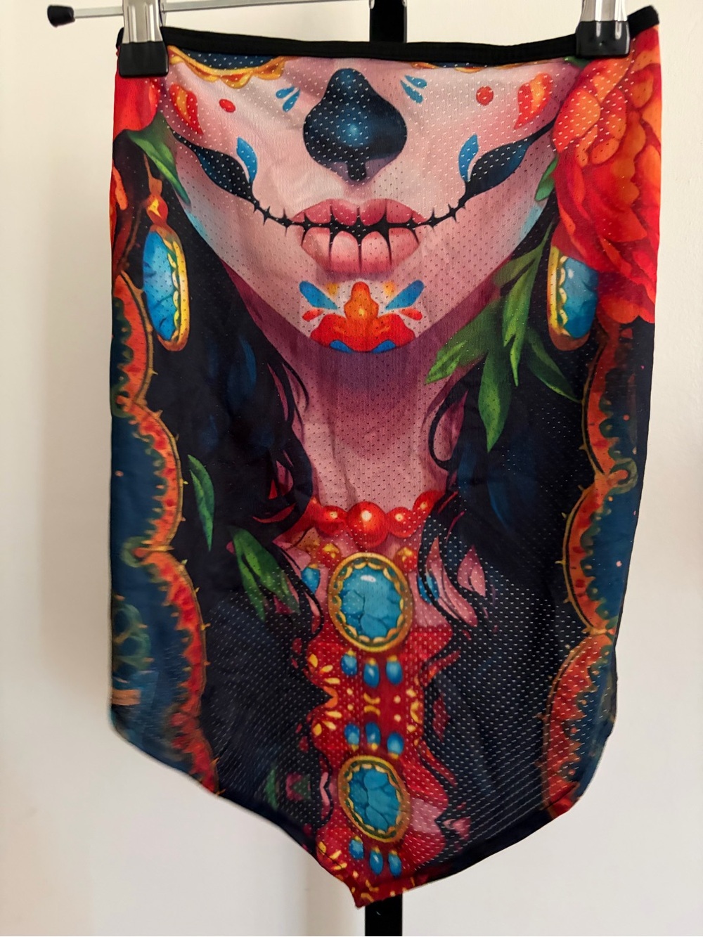 Day of the Dead Sugar Skull face mask with Turquoise Accents
